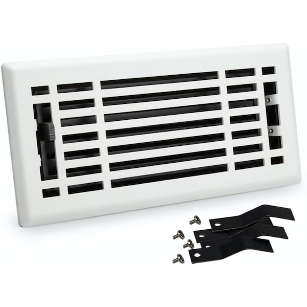 Sierra Grates 4 in. H X 10 in. W Powder Coat Steel, White Floor Register LIN410-WHT - main
