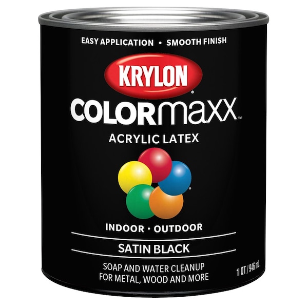 Colormaxx 1 Qt Krylon Black Paint & Primer, Satin K05626007 - main