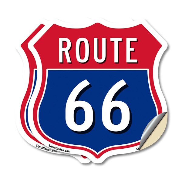 Signmission Route Marker Shield Sign Route 66, 12 inch X 12 inch, Vinyl Decal, 2PK SHI-D-2PACK-12-459 - main