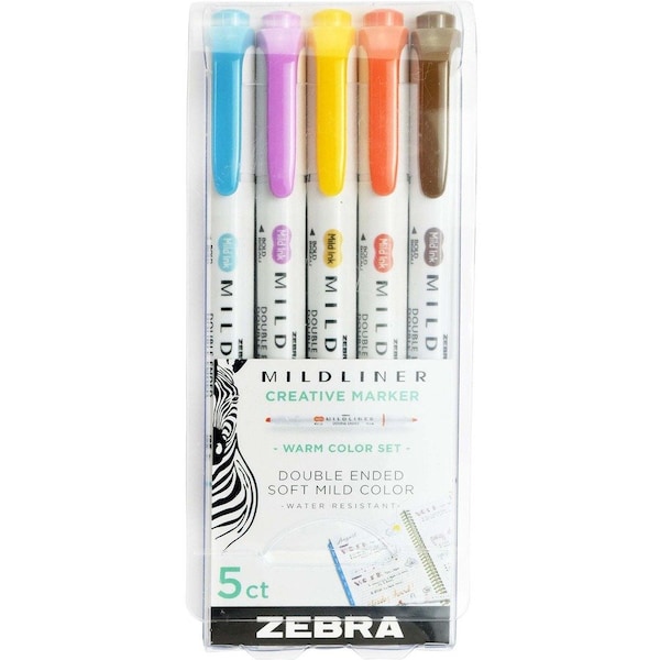 Zebra Pen Mildliner Double Ended Highlighter Assorted Warm Color 5Pk 78305 - main