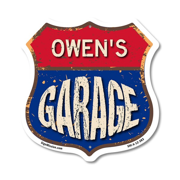 Signmission Owen's Garage, 12 Inch X 12 Inch, Aluminum Metal Sign SHI-A-12-383-OWEN - main