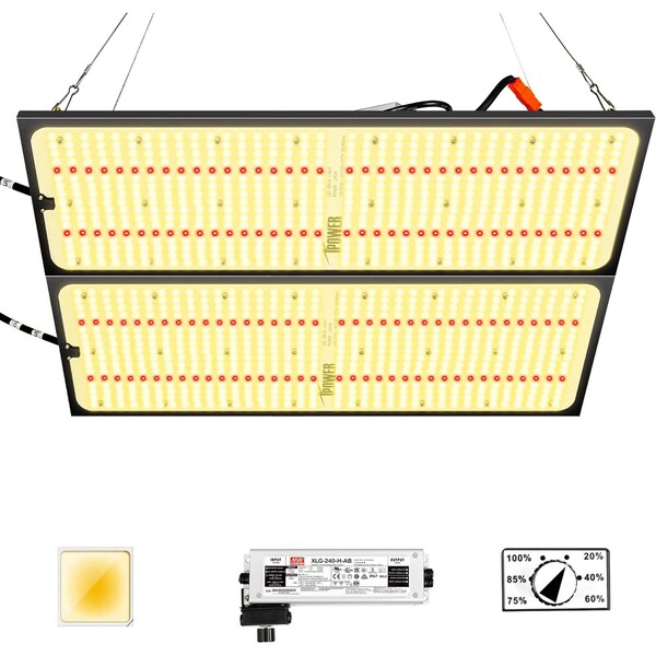 Ipower 2024 LED Grow Light 3000W, Full Spectrum Plant Lamp with Samsung LM301D Diodes and MeanWell, 2PK GLLEDXRP3000EX2 - main