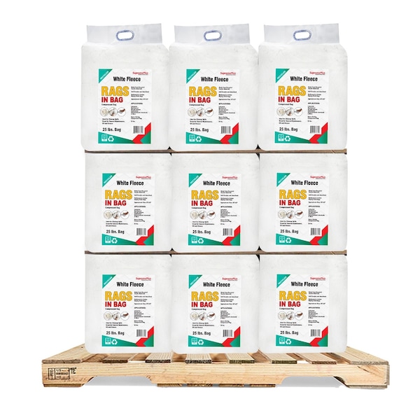 Supremeplus Recycled White Sweatshirt Cleaning Rags 25 lbs. Bag, 1000 lbs. Pallet, 40 x 25 lbs. Bags, 40PK SP-9633 - main
