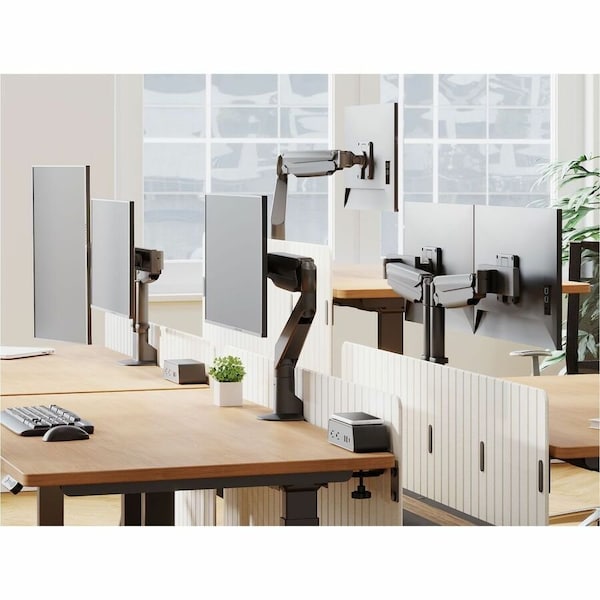 Hat Design Works HAT DUAL MONITOR ARM WITH TOP DOWN MOUNT, SILVER E2-2-124 - main