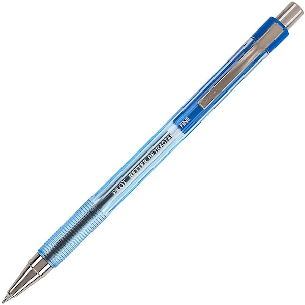 Pilot Better Retractable Ballpoint Pen, Refillable, Non-Slip Grip, Fine, Blue Ink, Dozen 30001 - main