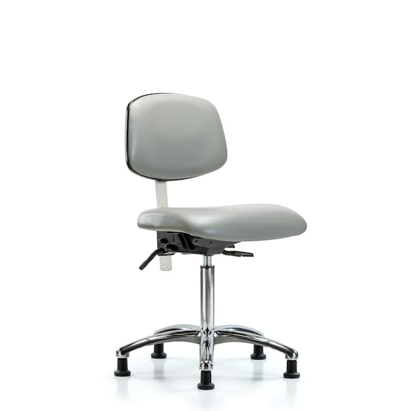 Blue Ridge Ergonomics Clean Room Chair Med Ben Chair, Vin, Chr, Tilt, Gld, Dov, CL100, No Arms, 22" to 29" Height, Vinyl, Dove BR-NCR-VMBCH-CR-T1-A0-NF-RG-8567 - main