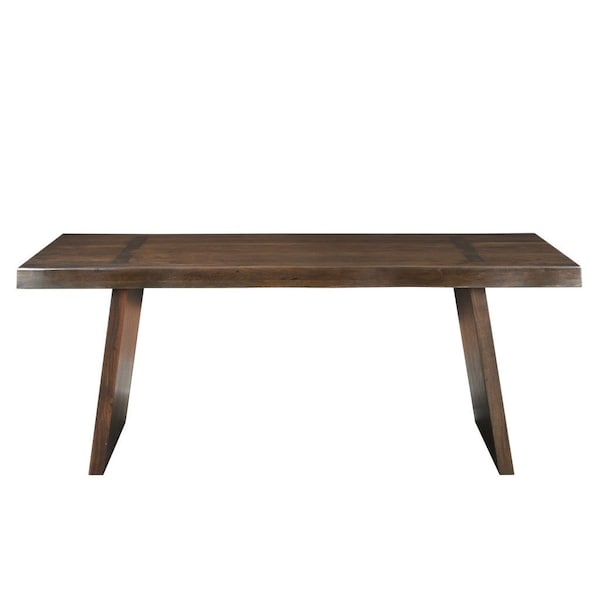 Homeroots 75" Dark Brown Solid Wood Live Edge Dining Table 554337 - main