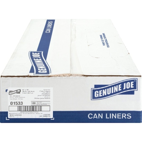 Genuine Joe 33 gal Medium, 1.5 mil (38 Micron), Black GJO01533 - main