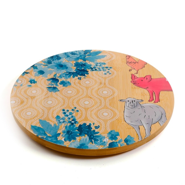 Gibson Urban Market Life on the Farm 13 Inch Bamboo Lazy Susan Turntable 122888.01 - main