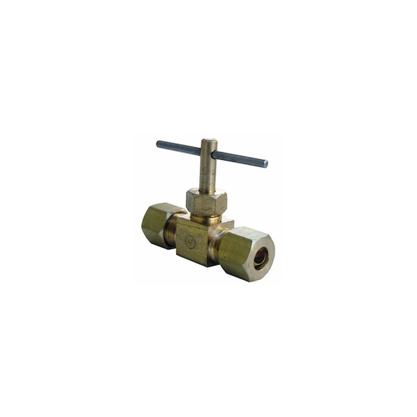 Larsen Supply Co. Straight Needle Valve, Brass, Compression, 1/4 x 1/4-In. 17-1511 - main