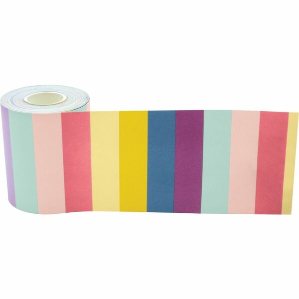 Teacher Created Resources Oh Happy Day Stripes Straight Rolled Border Trim, 50 Feet/Roll, PK3 TCR8918 - main