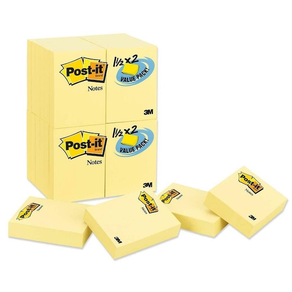 3M Commercial Original Pads In Canary Yellow, 1 3/8 X 1 7/8/Pad, 24Pk 65324VAD - main