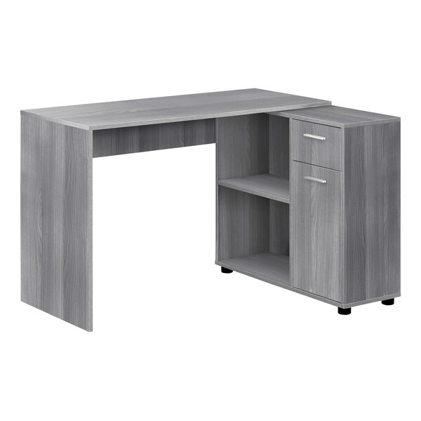 Homeroots 46" Gray L Shape Computer Desk With Two Drawers 333481 - main