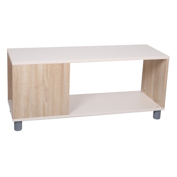 Beleduc By Playwell Napoli 41inx14in Low End Shelf w/ Door, Room Divider Style, White/Oak HPL, 18inH, Ages 3+ 845999 - main