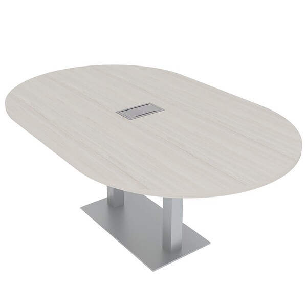 Skutchi Designs Racetrack Conference Table With Power Unit, 48 in W, 84 in L, Ivory HAR-RAC-48X84-DOU-K458-ESIL - main