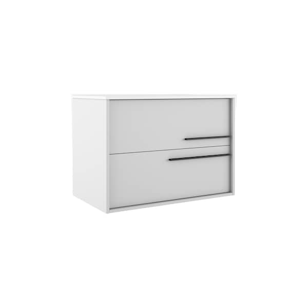 Homeroots 32" Off White Wood Floating Bathroom Vanity With White Sink And Two Drawers 624092 - main