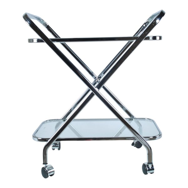 Homeroots 26in Silver Metal and Glass Rolling Bar Cart 364168 - main