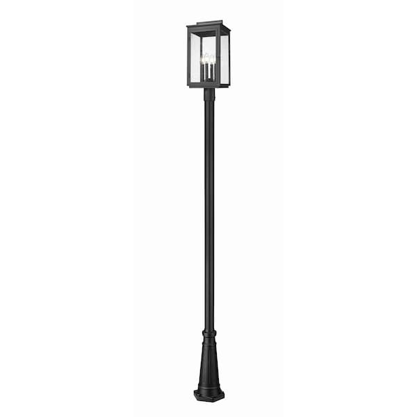 Z-Lite Hartwell 4-Light Outdoor Post Mounted Fixture, 10 in W x 116.75 H, Sand Black 5019PHBR-519P-BK - main