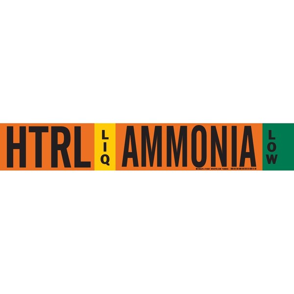 Brady HTRL LIQ AMMONIA LOW Pipe Marker, 2.25in H x 14in W, Fits Pipes 2.5in Dia. Thru 7.875in Dia. 145857 - main