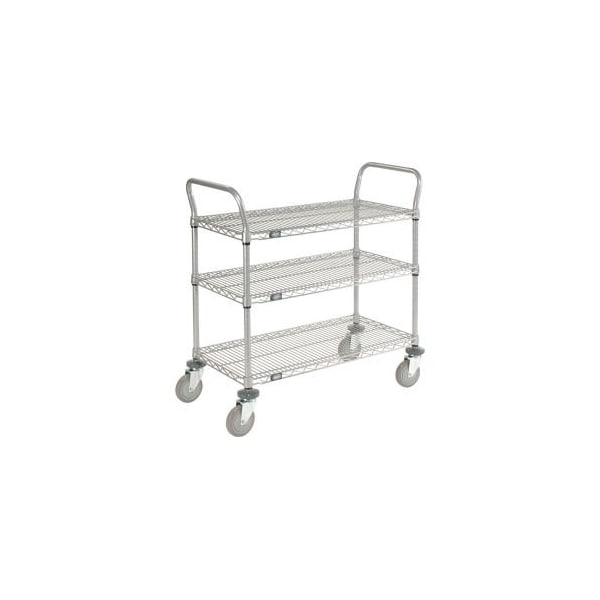 Global Equipment Nexel Utility Cart, 3 Shelf, Nexelate , 42"L x 18"W x 39"H, Polyurethane Casters 1842P3EP - main