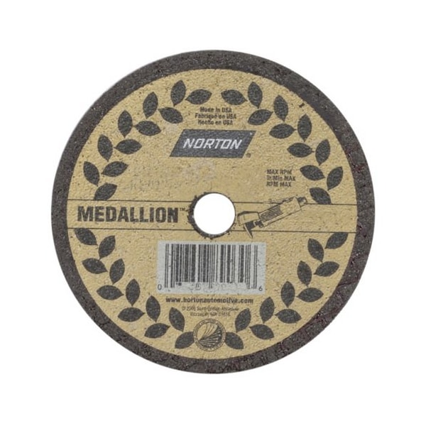 Norton Abrasives Medallion 89034 Type 01/41 Cut-Off Wheel, 3" Dia, 3/16" THK Wheel, 3/8" Center Hole, 5 pieces 07660789034 - main