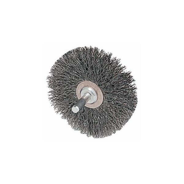 Weiler Stem-Mounted Narrow Conflex Brush, 2 in dia x 3/8 in W Face, 0.0118 in Stainless Steel Wire 804-17611 - main