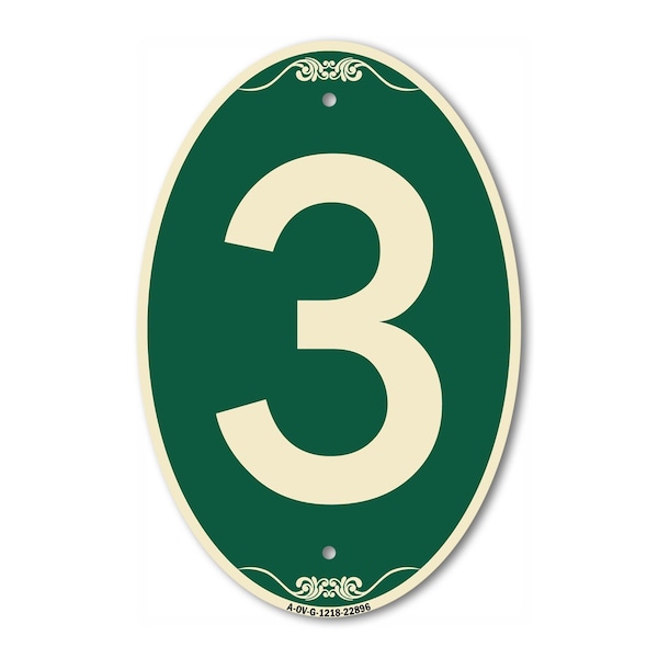 Signmission Number 3, 12 Inch X 18 Inch Architectural Oval, Heavy Gauge Aluminum A-OV-G-1218-22896 - main