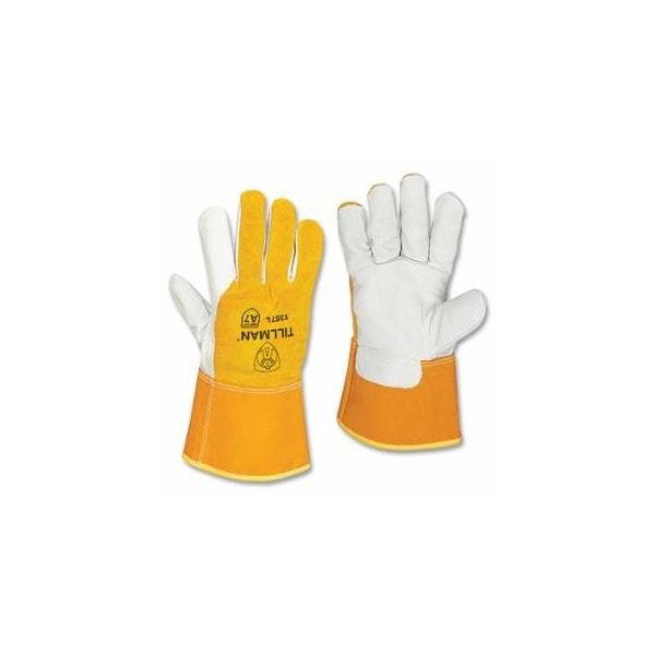 Tillman MIG Welding Gloves, 1357, Top Gr Cowhide Palm/Split CH BOH/Cuff, 2XL, Pearl/Bourbon Brn, 4 in Str, 12PK 724-13572X - main