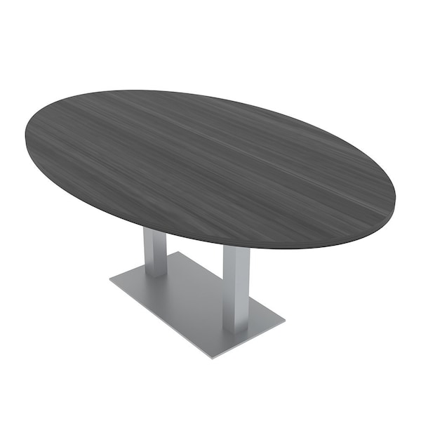 Skutchi Designs Oval Conference Table With Power Unit, 48 in W, 84 in L, Grey HAR-OVL-48X84-DOU-WA7949-NA - main