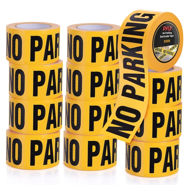 Pyle No Parking Caution Tape Yellow, 200 Meter Roll of Non-Adhesive Safety Barricade Warning Tape, Highly PNPCTX12 - main