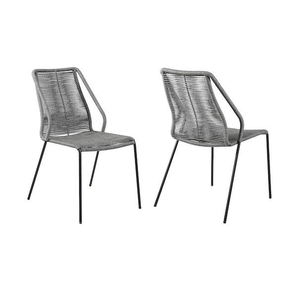 Homeroots Set of Two 22" Gray Metal Outdoor Dining Chair, 2PK 490253 - main