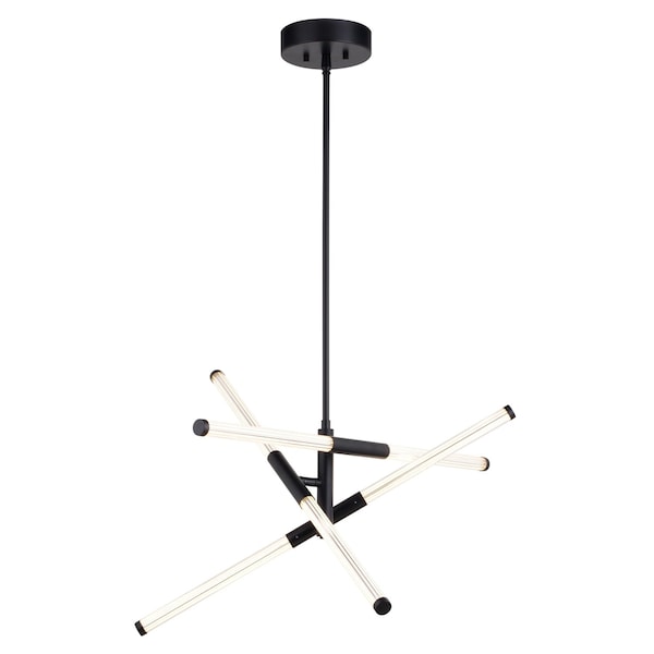 Vaxcel Avalon 3-Light 27 in W Matte Black Pendant Light with Frosted White Shade, Integrated LED P0425R - main