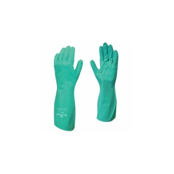 Showa ChemRest Chemical-Resistant Coated Gloves, 730, 8/Medium, Bisque Finish, Flocked Liner, Green 845-730-08 - main