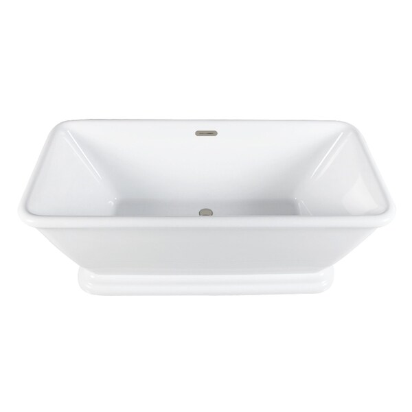 Kingston Brass 66-Inch Acrylic Oval Rectangular Double Ended Pedestal Tub with Drain, No Faucet Drillings VTSQ663124C428 - main