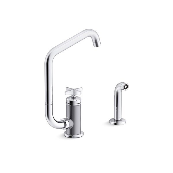 Kohler Billet Single-handle bar sink faucet with two-function extended-reach spout and side sprayer 28667-3-CP - main