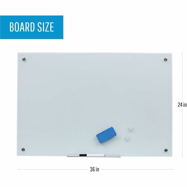 Mastervision Magnetic Glass Dry-Erase Board, 24" X 36" GL070107 - main