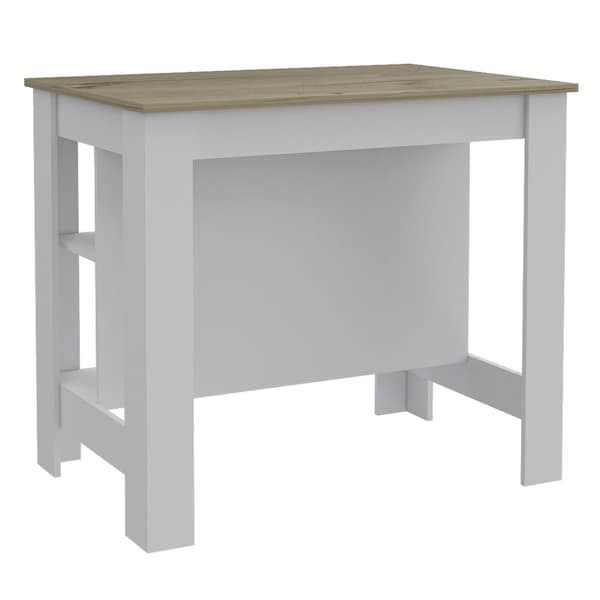 Homeroots White and Brown 41in Kitchen Island With Storage 477872 - main