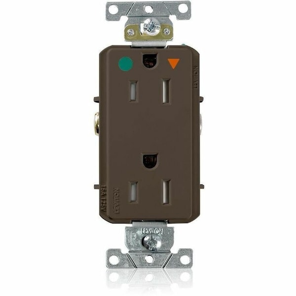 Leviton DPl HG/IG Rec 15A 125V TR Self-Gr Brn DT820-IGB - main