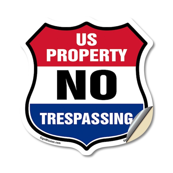 Signmission No Trespassing Shield Sign U.S. Property, 12 Inch X 12 Inch, Vinyl Decal SHI-D-12-411 - main