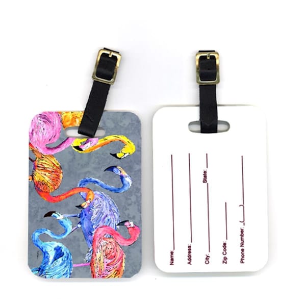 Carolines Treasures 4 x 2.75 in. Pair of Flamingo Six Senses Luggage Tag CA74866 - main