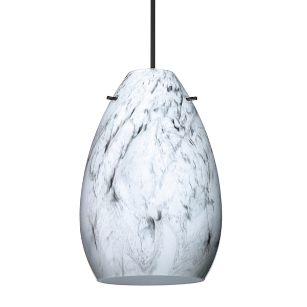 Besa Lighting Besa Pera 6 Pendant, Marble Grigio, Black Finish, 1x 50W MAX GY6.35 Base 1XT-1713MG-BK - main