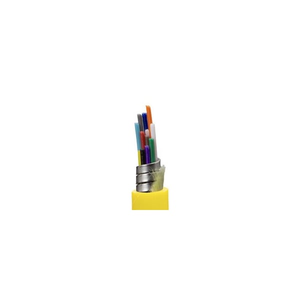 Cable Wholesale Armored 12 Strand Indoor Fiber Optic Distribution Cable, OS2 9/125 Singlemode, Yellow, 500ft 20F2-012NF - main