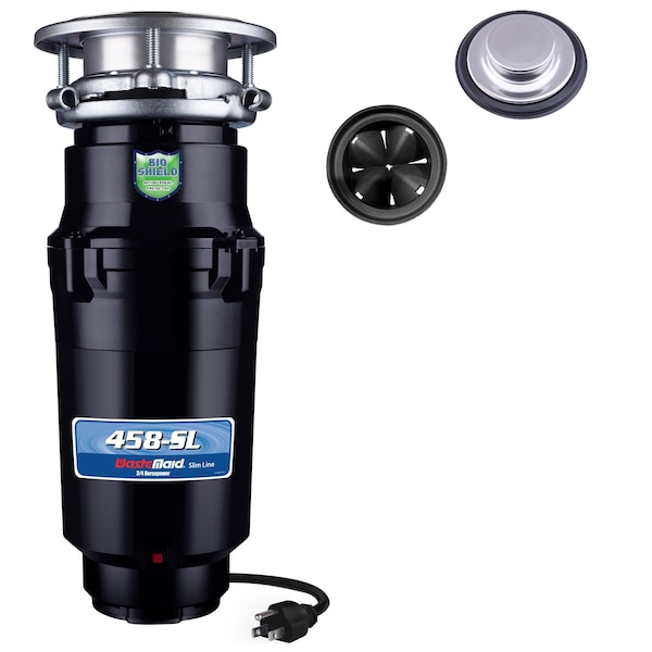 Wastemaid 3/4 HP Compact Slim Garbage Disposal Anti-Jam and Corrosion Proof with Odor Protection 10-US-WM-458-SL-3B - main