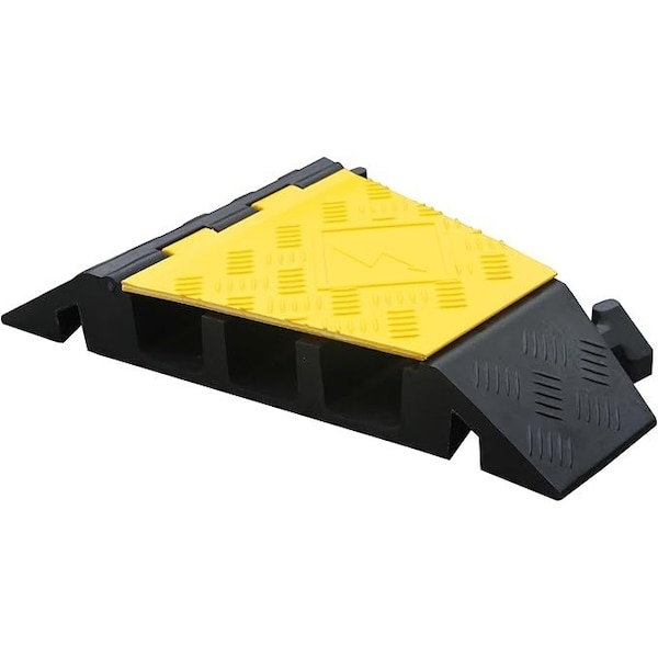 Kable Kontrol Cable Protector 22.5 Deg Right Turn, 3 Channel, Polyurethane/Rubber, Black, Yellow CP9895 - main