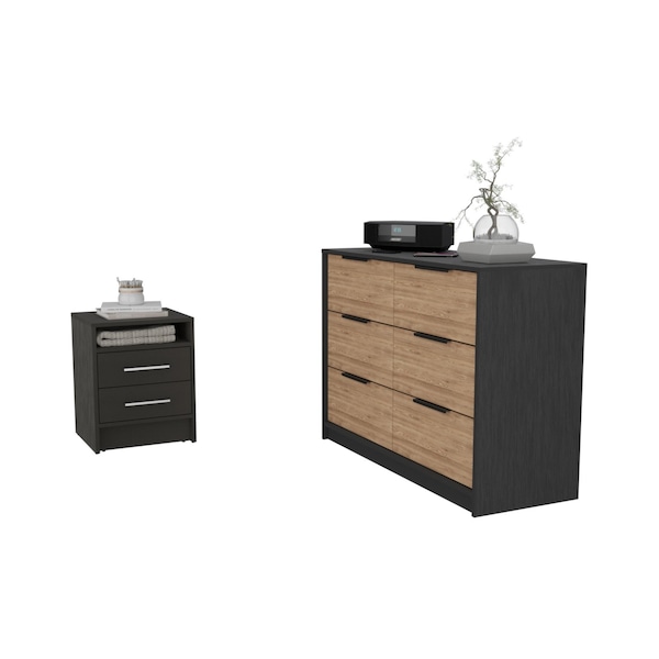 Homeroots Two Piece Black and Gray Bedroom Set 530261 - main