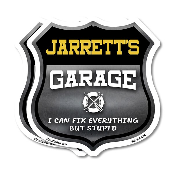 Signmission Jarrett's Garage I Can Fix Everything But Stupid, 6 inch X 6 inch, Plastic Sign, 2PK SHI-P-2PACK-6-490-JARRETT - main