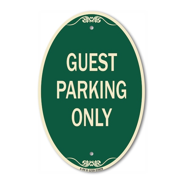 Signmission Guest Parking Only, 12 Inch X 18 Inch Architectural Oval, Heavy Gauge Aluminum A-OV-G-1218-23929 - main