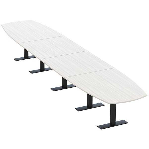 Skutchi Designs Arc Boat Conference Table With Power, 48 in W, 216 in L HAR-ABOT-48X216-T.BK-WA7976-NA - main