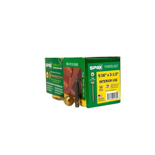 Spax 5/16 in x 3-1/2 in Interior Structural Wood Lag Screws Powerlags Washer Head T-Star, 50PK 4581020800905 - main