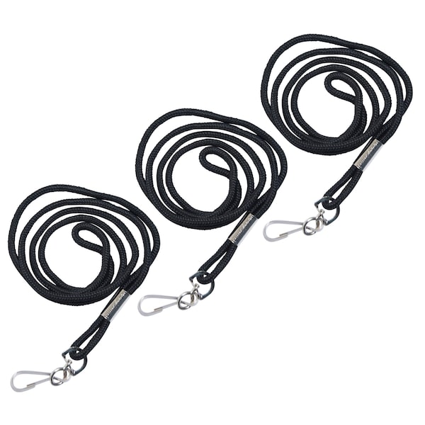 Sicurix Standard Lanyard, Rope Style, J Hook, Black, 36PK 68939 - main